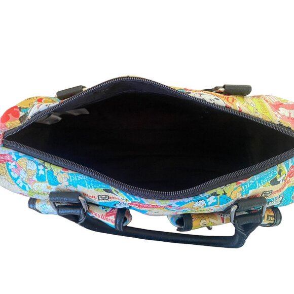 Disney Parks all Over Print Handbag Mickey Minnie Goofy Donald 2 Front Pockets - Picture 11 of 13